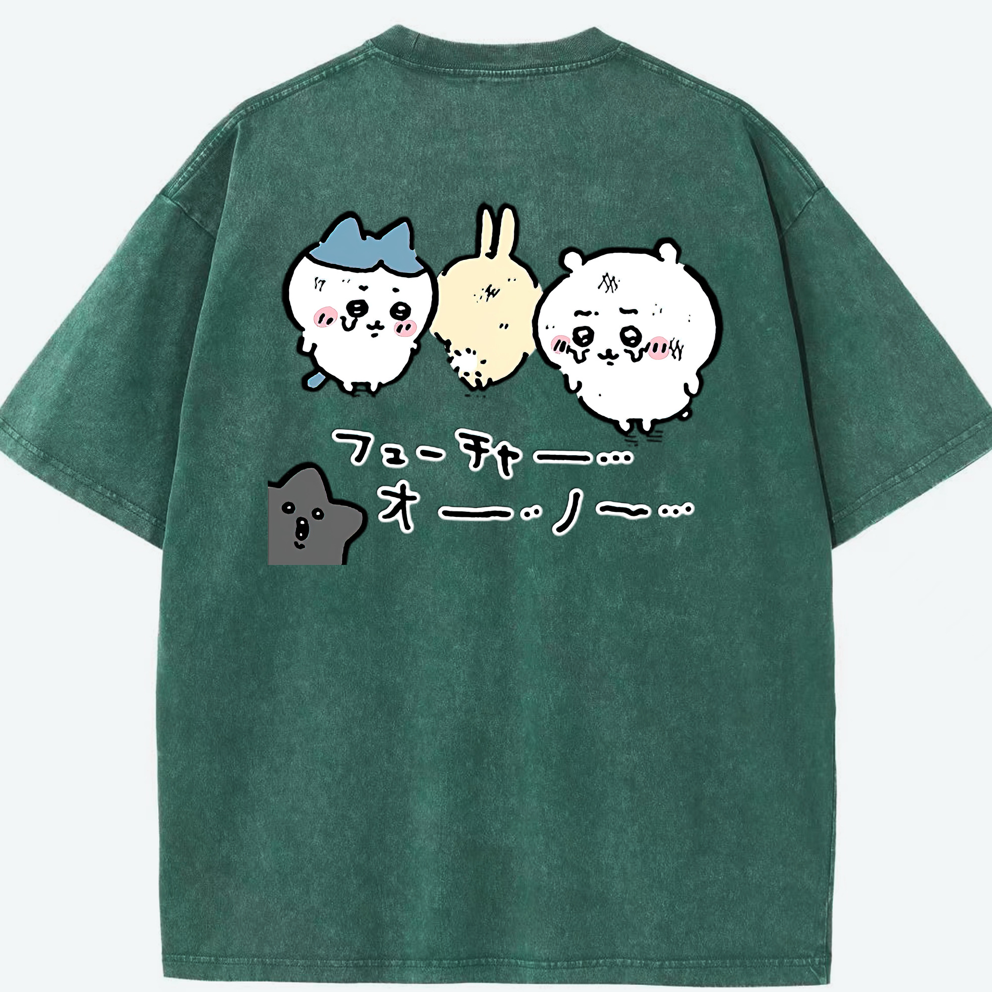 （画像用） ちいかわ ハチワレ Chii-kawa hachiware 綿100% ヴィンテージ風 半袖Tシャツ（背面プリント）